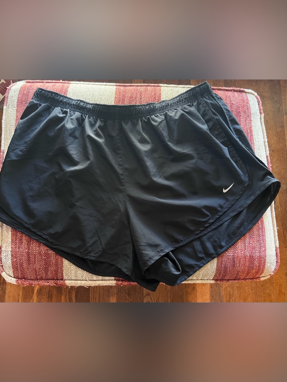 Nike Women's Black Athletic Running Shorts with White Swoosh